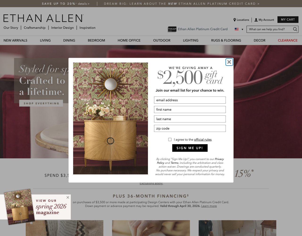 Ethan Allen website