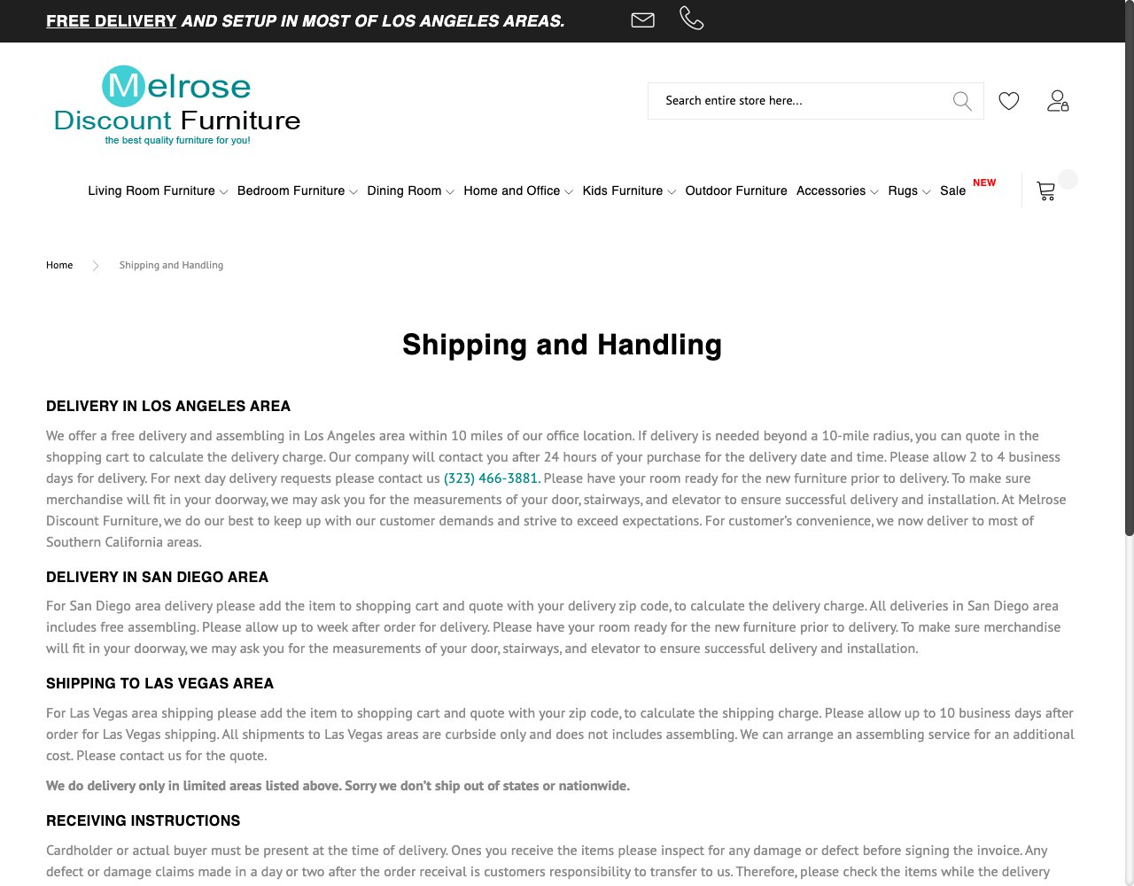 Melrose Discount Furniture website