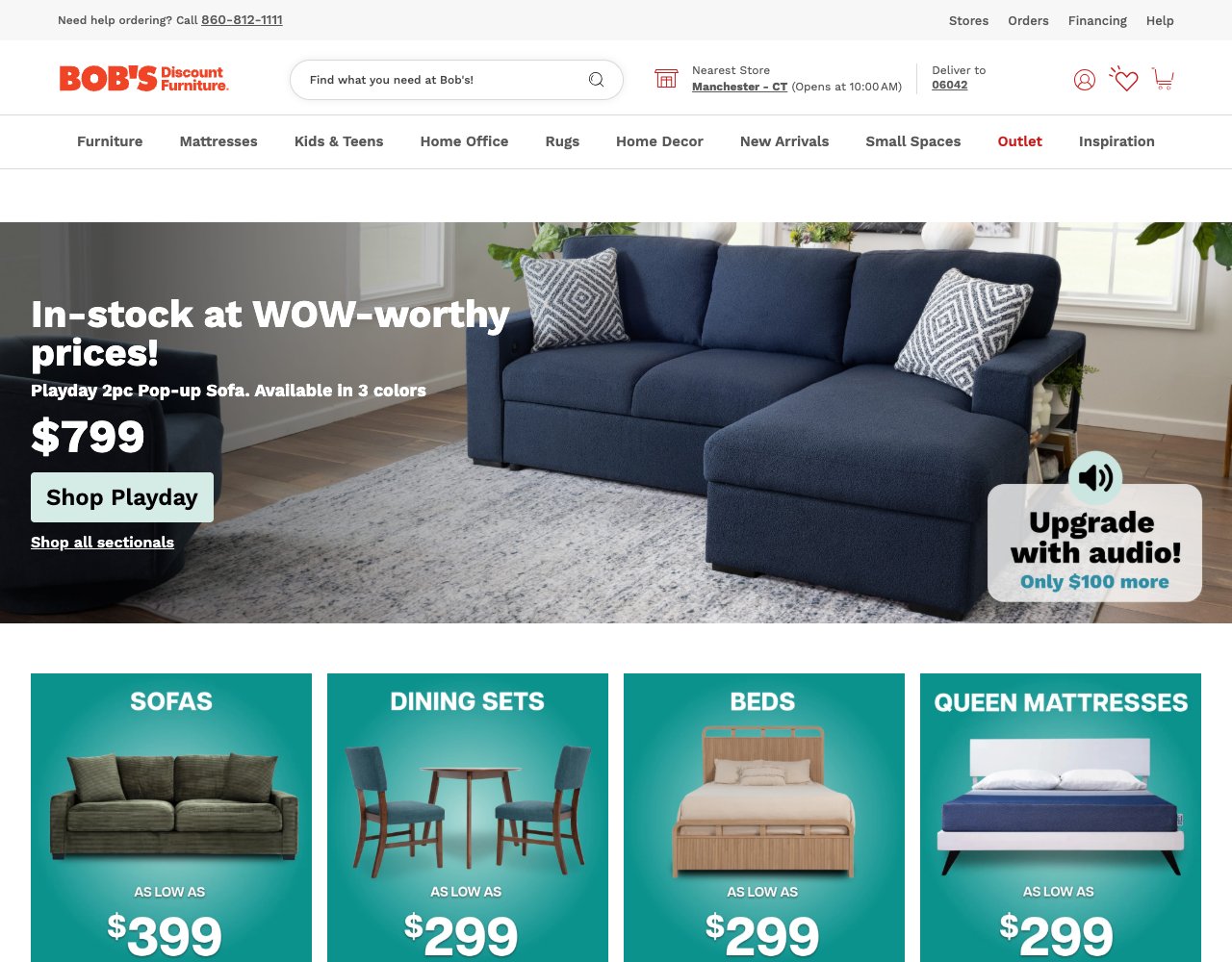 Bob's Discount Furniture website