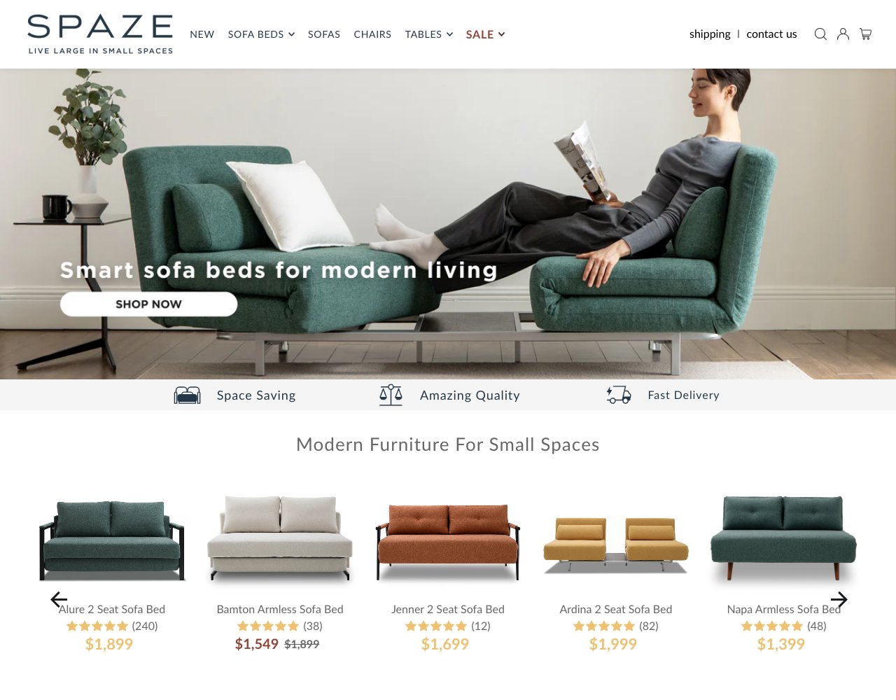 Spaze Furniture website